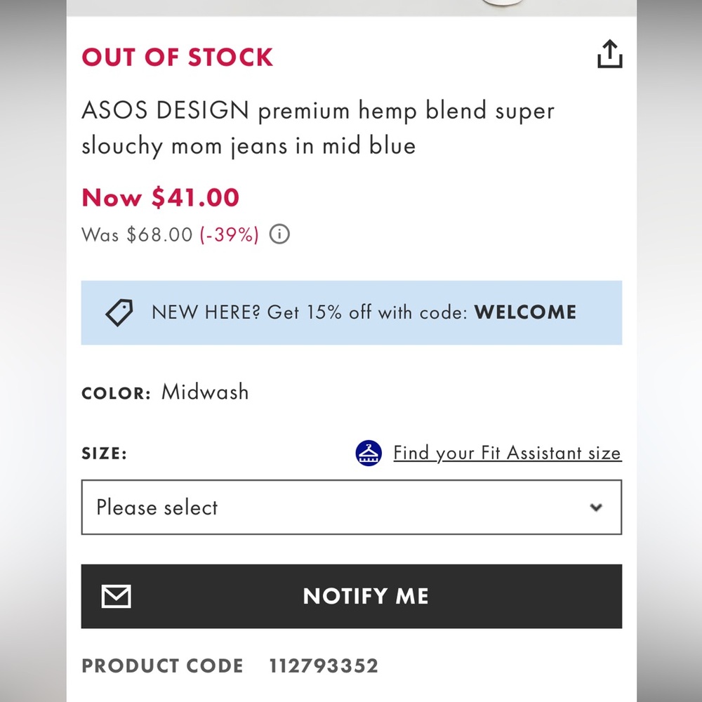 ASOS Design • Women’s Premium Hemp Blend Super Slouchy Mid Blue Mom Jeans NWOT - Picture 11 of 11